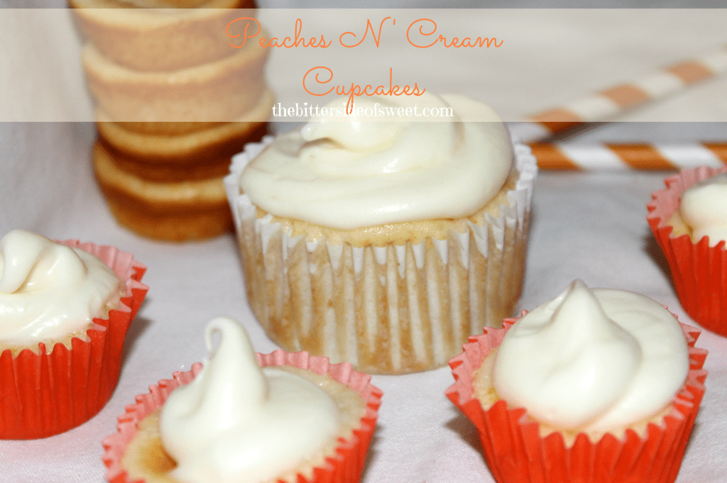 Peaches N' Cream Cupcakes via thebittersideofsweet Peaches N' Cream Cupcakes