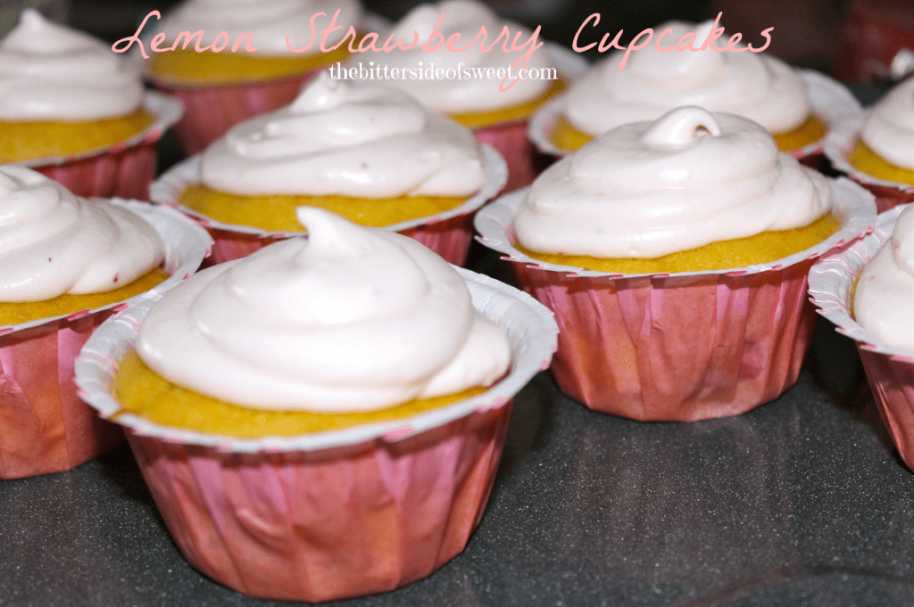 Lemon Strawberry Cupcakes via thebittersideofsweet Lemon Strawberry Cupcakes