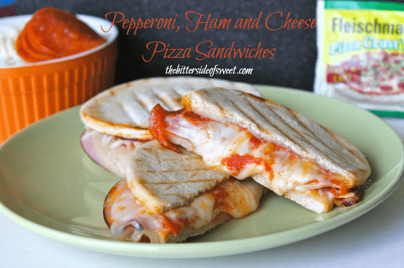 Pepperoni, Ham and Cheese Pizza Sandwiches |thebittersideofsweet.com #pizza #BakingADifference 