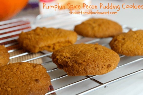 Nothing says fall like these Pumpkin Spice Pecan Pudding Cookies!! | thebittersideofsweet.com #pumpkinspice #pudding #cookies