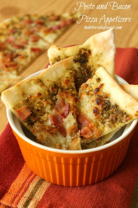 Pesto and Bacon  Pizza Appetizers |thebittersideofsweet.com