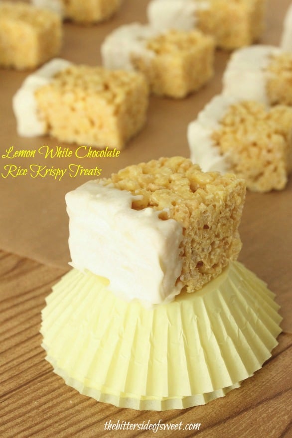 Lemon White Chocolate Rice Krispy Treats | thebittersideofsweet.com #dessert #ricekrispytreats #lemon #pudding Lemon White Chocolate Rice Krispy Treats | thebittersideofsweet.com #dessert #ricekrispytreats #lemon #pudding