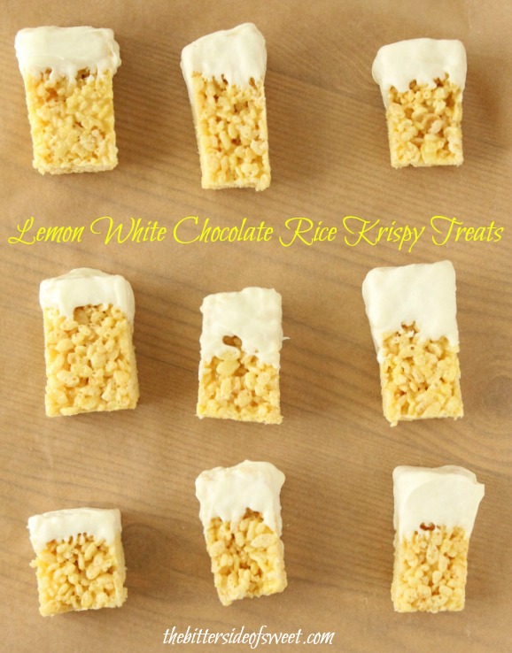 Lemon White Chocolate Rice Krispy Treats | thebittersideofsweet.com #dessert #ricekrispytreats #lemon #pudding Lemon White Chocolate Rice Krispy Treats | thebittersideofsweet.com #dessert #ricekrispytreats #lemon #pudding