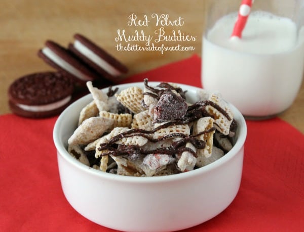 Red Velvet Muddy Buddies - The Bitter Side of Sweet