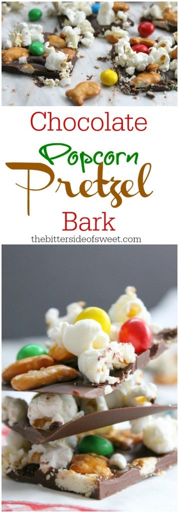 Chocolate Popcorn Pretzel Bark | The Bitter Side of Sweet #GoldfishMix #Walmart #ad