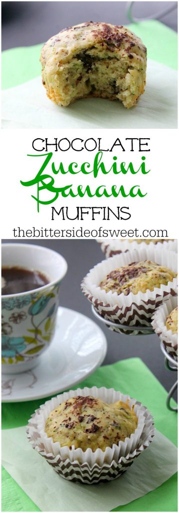 Chocolate Zucchini Banana Muffins | The Bitter Side of Sweet #SundaySupper