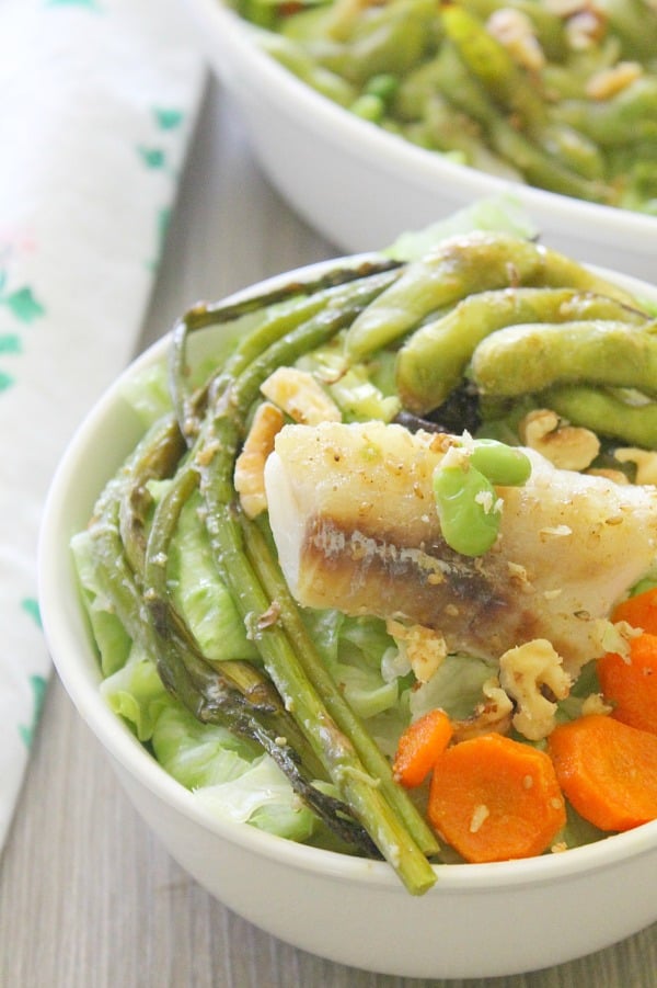 Roasted Cod and Edamame Salad | The Bitter Side of Sweet #SundaySupper