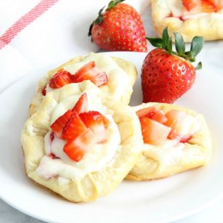 Strawberry Cream Cheese Danish on white plate