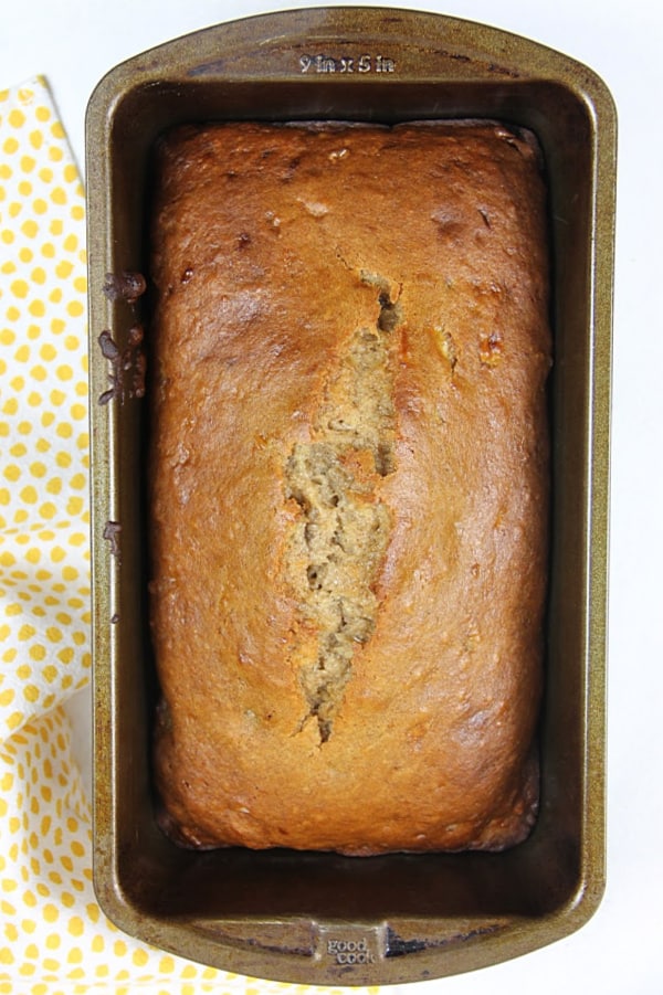 This Classic Banana Bread is so easy to make! With just 2 ripe bananas and a few other ingredients this will be ready in no time! Classic Banana Bread loaf in pan