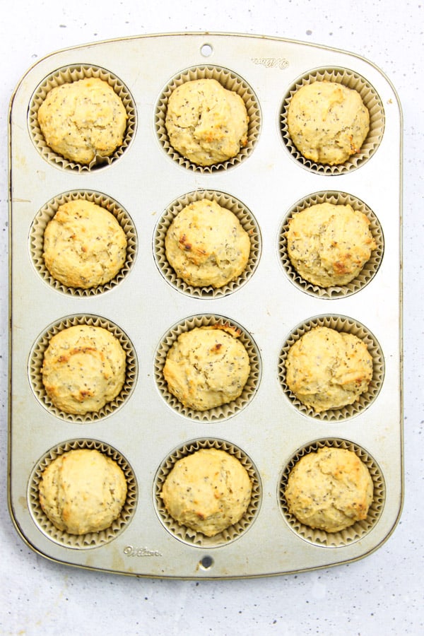 Lemon Chia Muffins in muffin tin