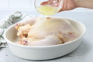Oven Baked Whole Chicken with lemon juice