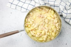 Chicken Bacon Gnocchi cooked in Skillet