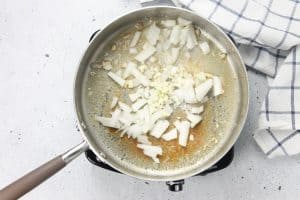 Onion and garlic in skillet