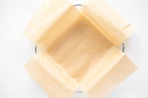 glass pan lined with parchment paper.