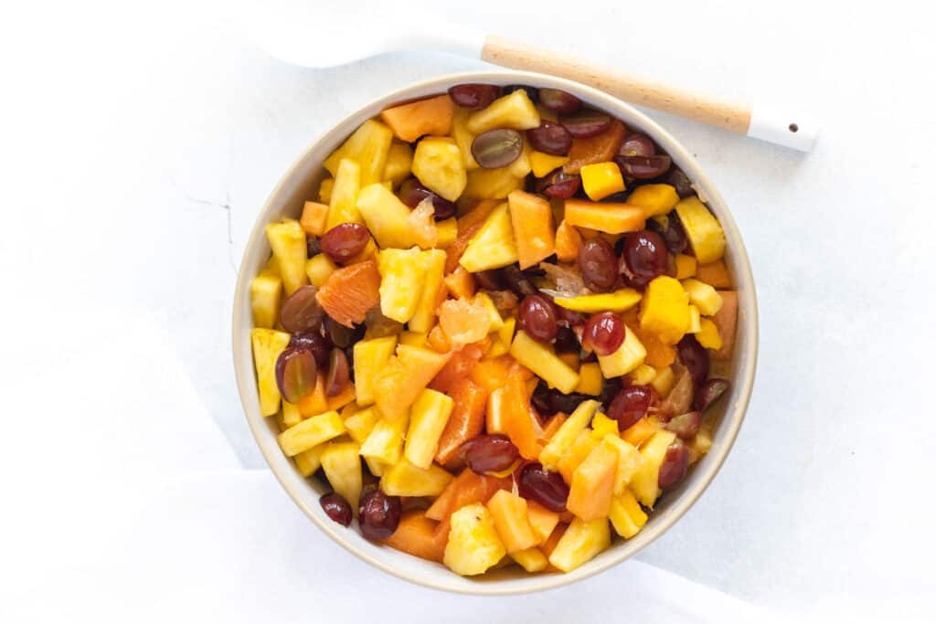 Citrus Fruit Salad mixed in large bowl.