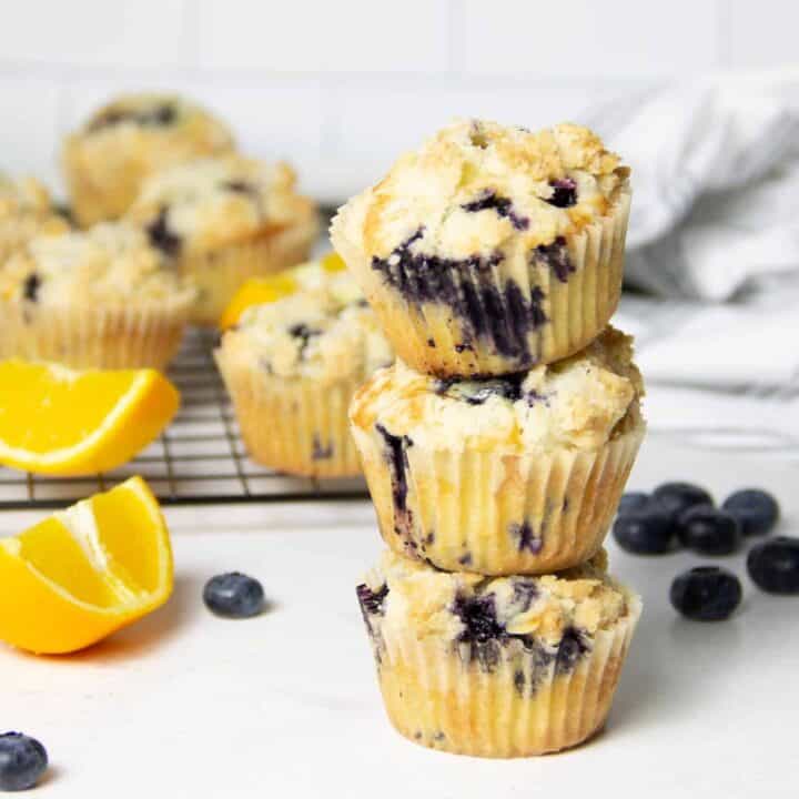 muffins stacked on each other.