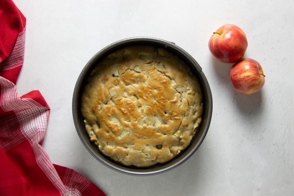 cake cooked in pan.