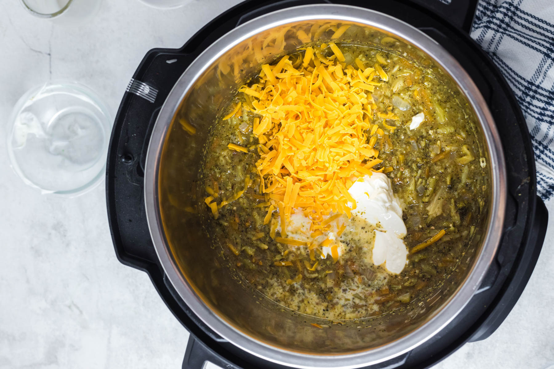 add cheese and sour cream to instant pot.