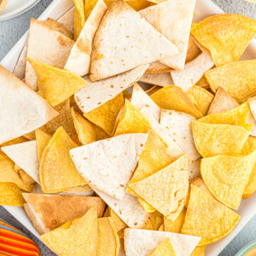 square image of Air Fryer Tortilla Chips 2 WAYS