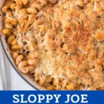 overhead view of collage of sloppy joe casserole.