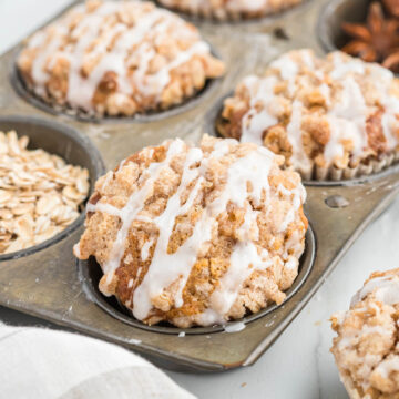 easy apple cinnamon oatmeal muffins in tin.