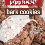 photo with text chocolate peppermint bark cookies