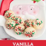 cookies on santa plate photo with text