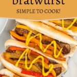 air fryer bratwurst recipe photo with text
