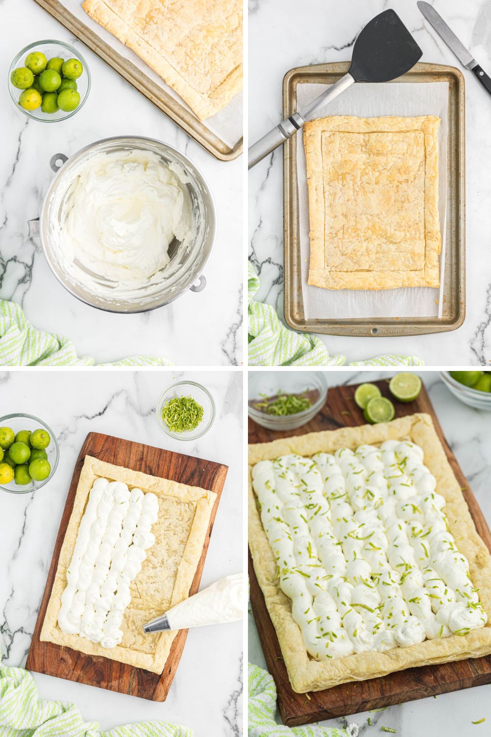 Step by step collage of key lime tarts.