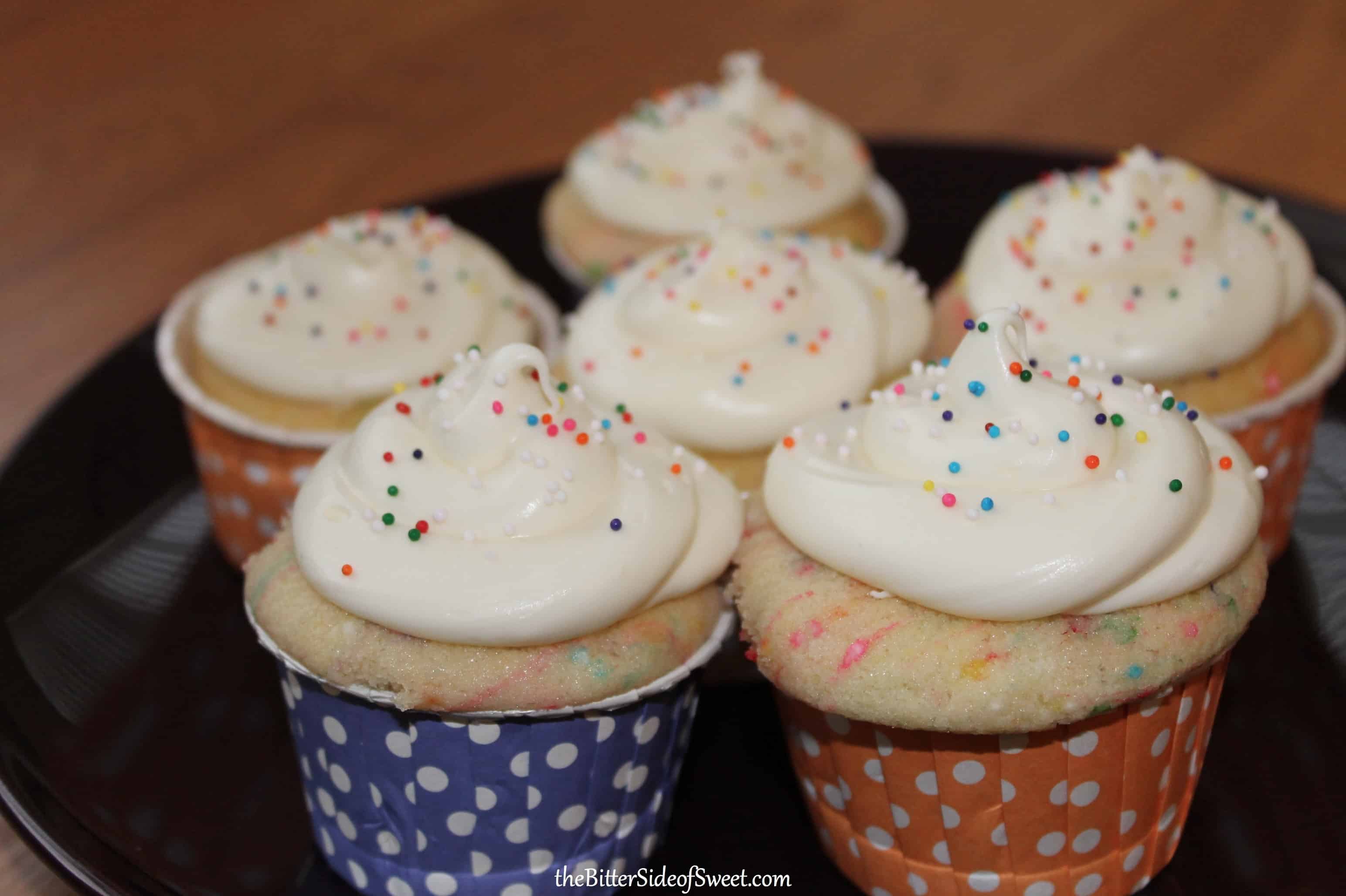 She's one! and Funfetti cupcakes with cream cheese frosting The
