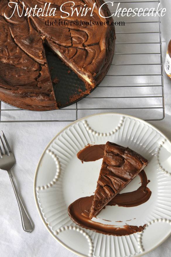 Nutella Swirl Cheesecake via thebittersideofsweet