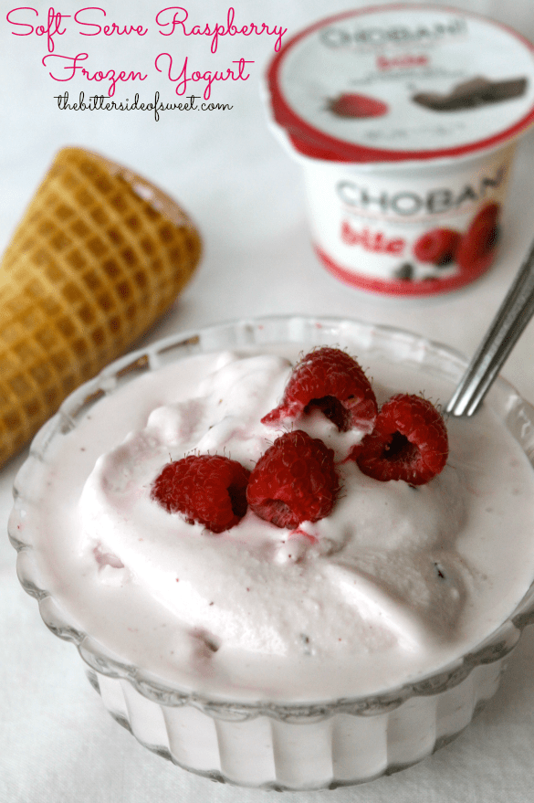 Soft Serve Raspberry Frozen Yogurt via thebittersideofsweet