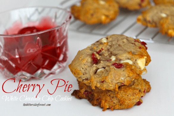 Cherry Pie White Chocolate Chip Cookies | thebittersideofsweet.com #cherrypie #cookies #greekyogurt#luckybakes
