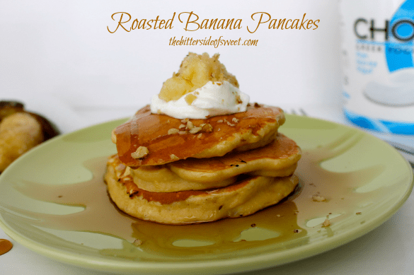 Roasted Banana Pancakes | thebittersideofsweet.com #pancakes #greekyogurt #bananas
