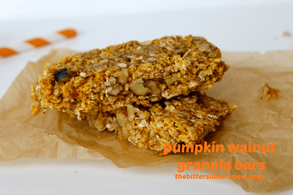 Pumpkin Walnut  Granola Bars | thebittersideofsweet.com #pumpkin #nobake #granola #walnuts