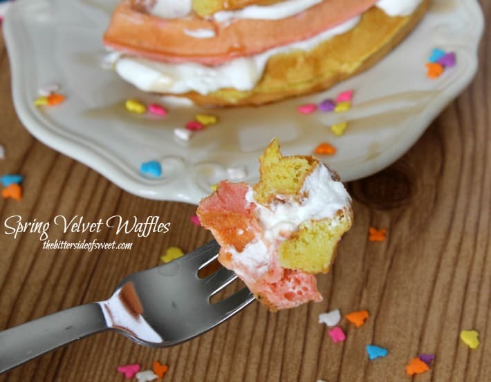 Spring Velvet Waffles | thebittersideofsweet.com