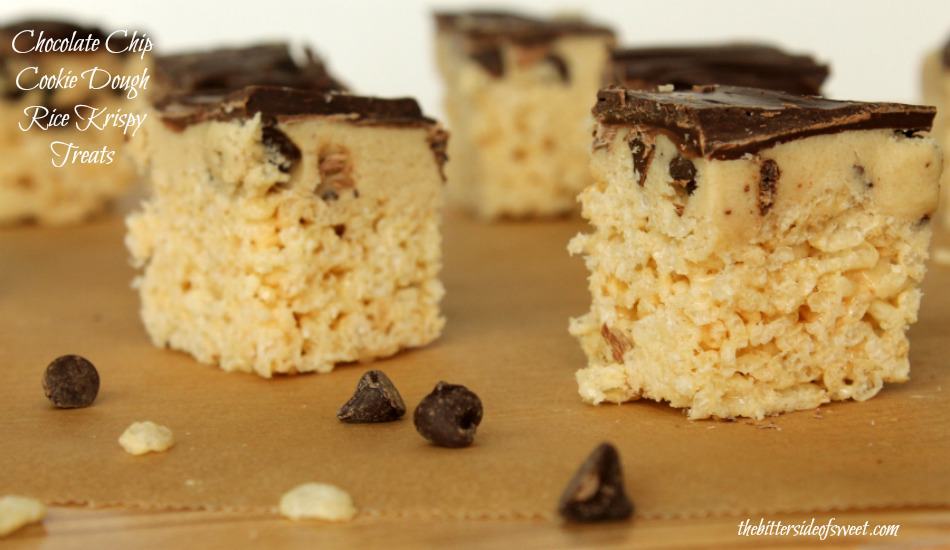 Chocolate Chip Cookie Dough Rice Krispy Treats | thebittersideofsweet.com
