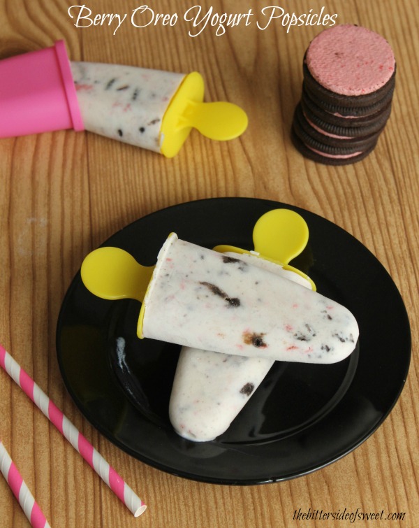 Berry Oreo Yogurt Popsicles
