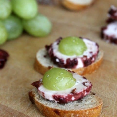 Cranberry Grape Goat Cheese Crostini