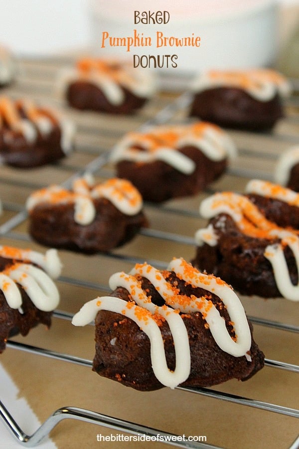 Baked Pumpkin Brownie Donuts - The Bitter Side of Sweet #PurelySimple #ad