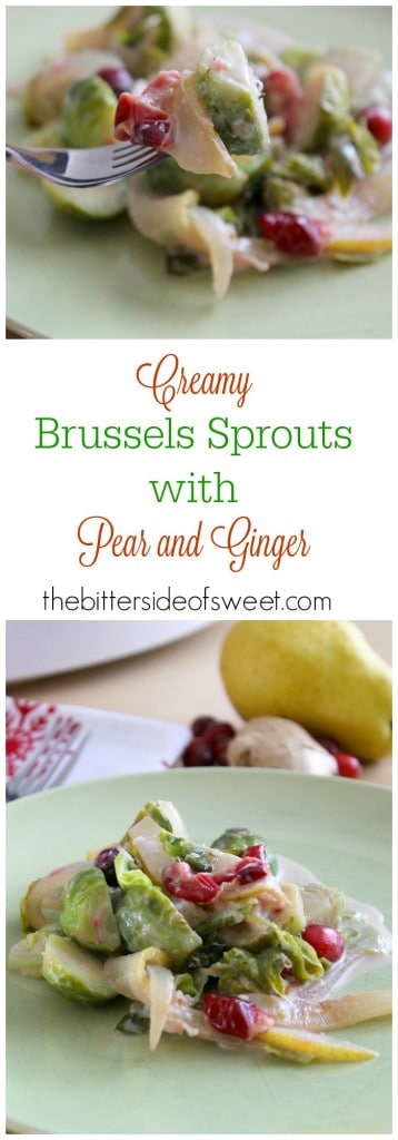 Creamy Brussels Sprouts  with Pear and Ginger  - The Bitter Side of Sweet #sponsored