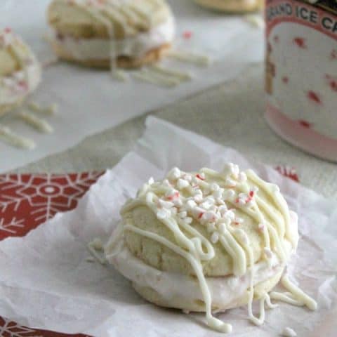 Peppermint Sugar Cookie Ice Cream Sandwiches