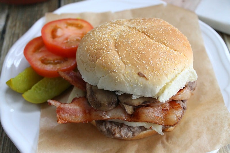#Ad Bacon Mushroom and Swiss Burgers | The Bitter Side of Sweet #GameDayFavs 