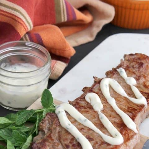 Grilled Steak with Mint Aioli
