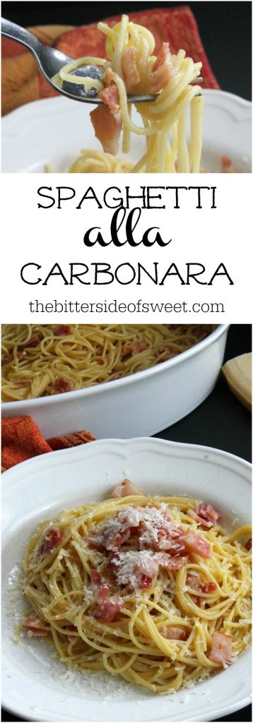 Spaghetti alla Carbonara in a white bowl