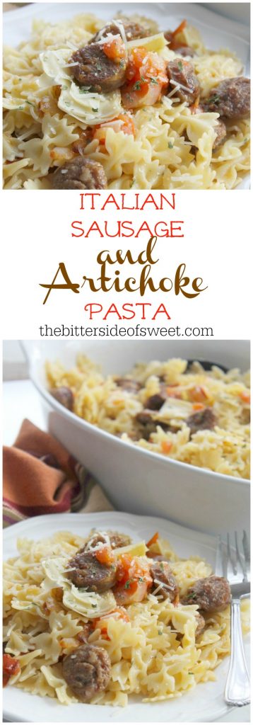 Italian Sausage and Artichoke Pasta (Pasta con salsiccia e carciofo) | The Bitter Side of Sweet #ad