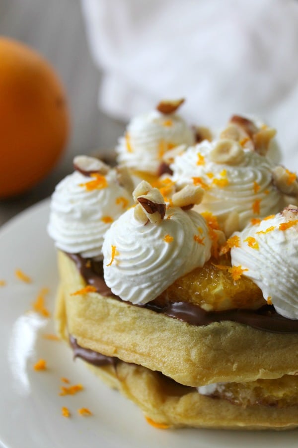 Chocolate Hazelnut Orange Waffle Cake | The Bitter Side of Sweet #ad #LeggoMyEggo #HearTheNews