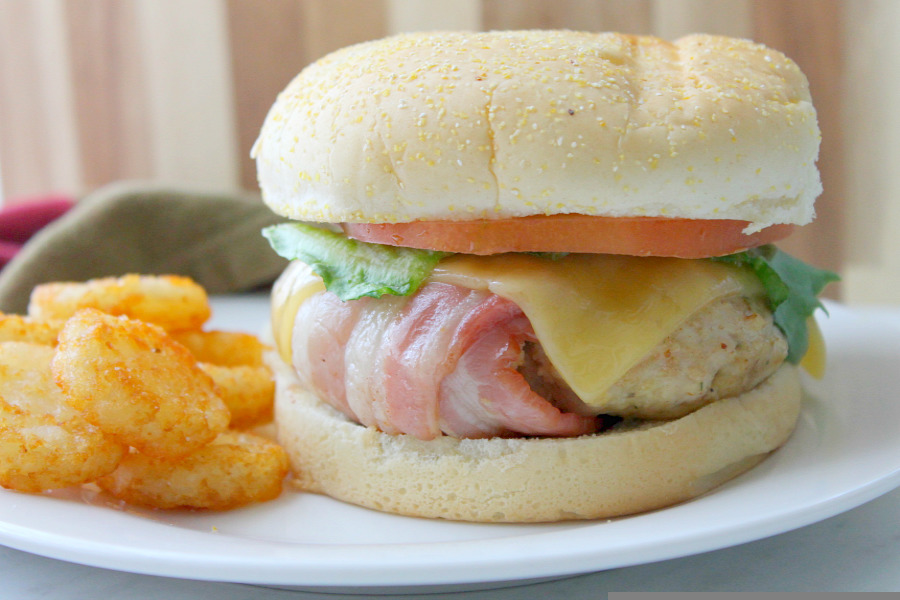 Bacon Wrapped Chicken Burger | The Bitter Side of Sweet #girlcarnivore #burgermonth