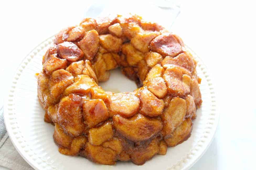 Maple Pumpkin Monkey Bread on white plate