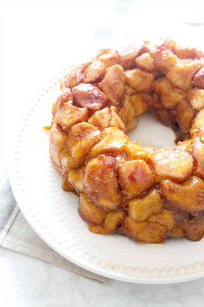 Maple Pumpkin Monkey Bread on white plate